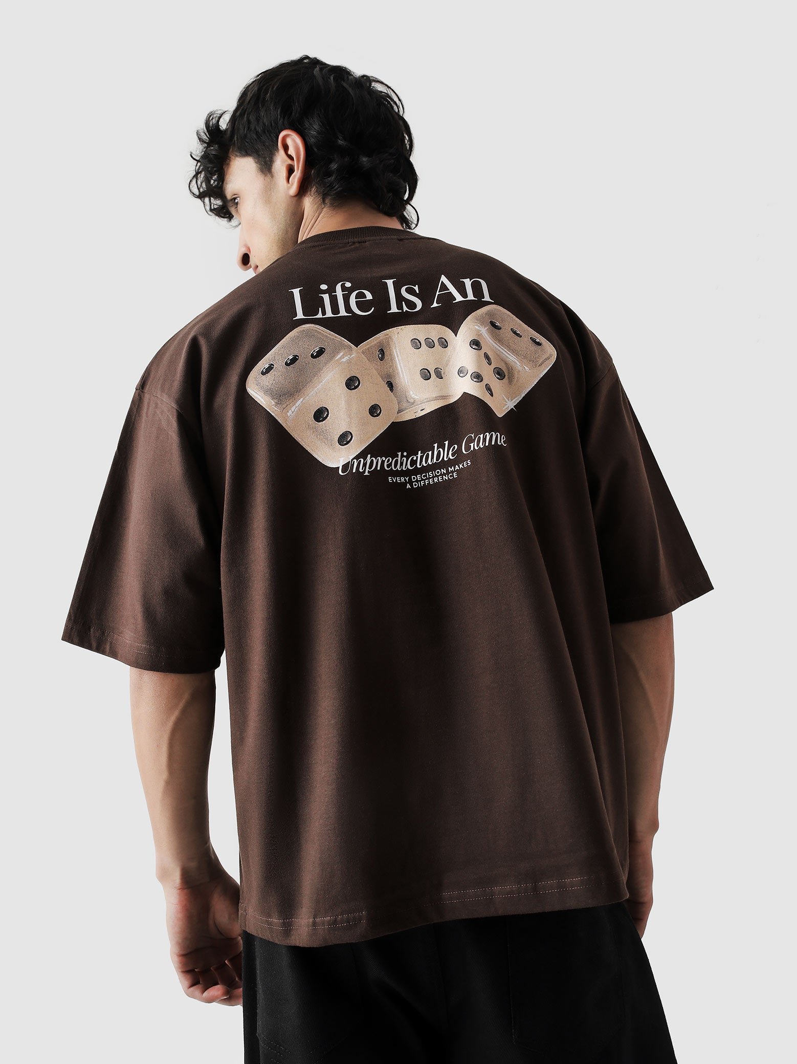 DICES GRVY tee flat lay mocha brown dice graphic oversized Pakistan – GROOVY