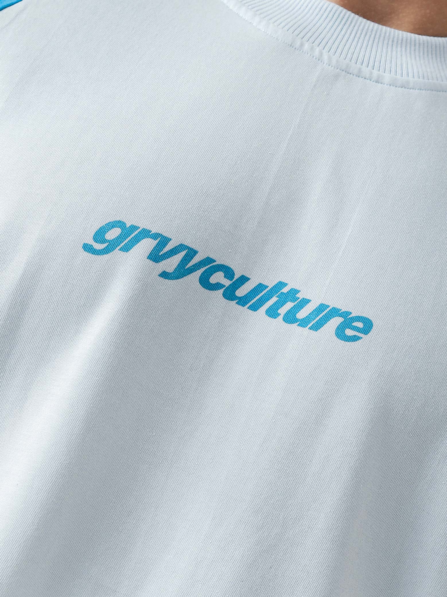 GRVY Flames tee flat lay frost electric blue flame graphic oversized Pakistan – GROOVY