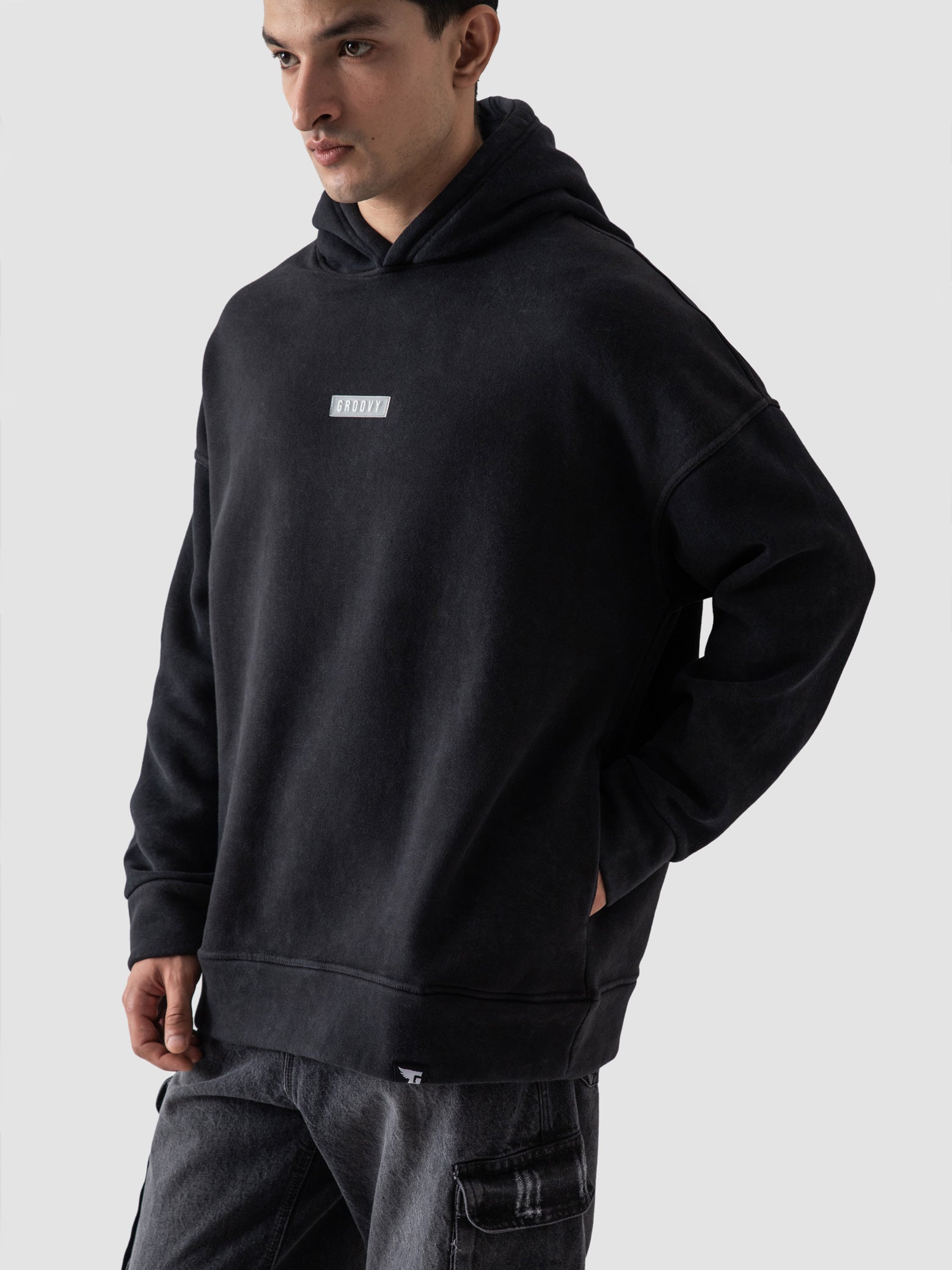 Washed) Black Hoodie – GROOVY