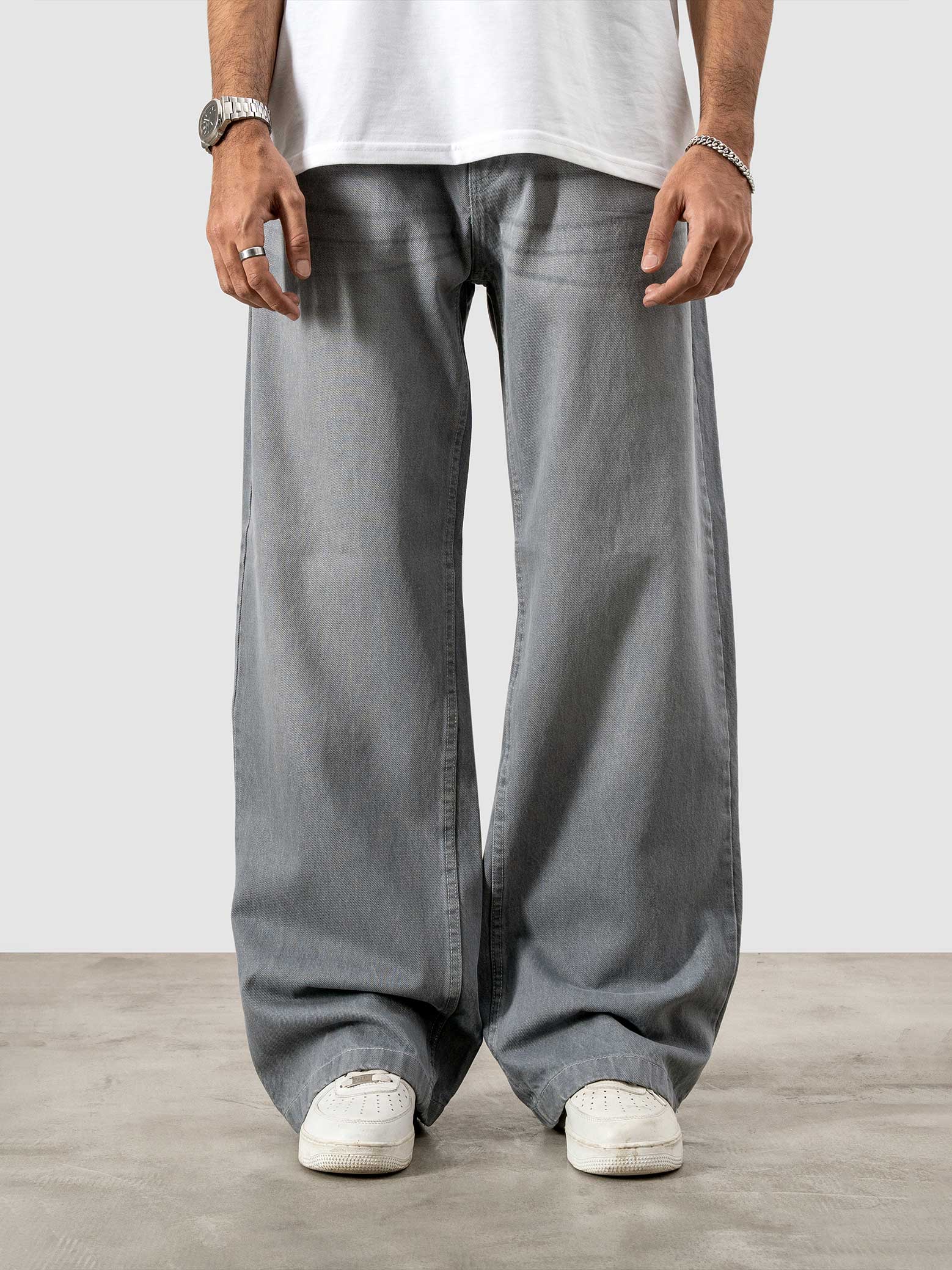 CORE denim dark stone baggy jeans male model full body front view Pakistan – GROOVY