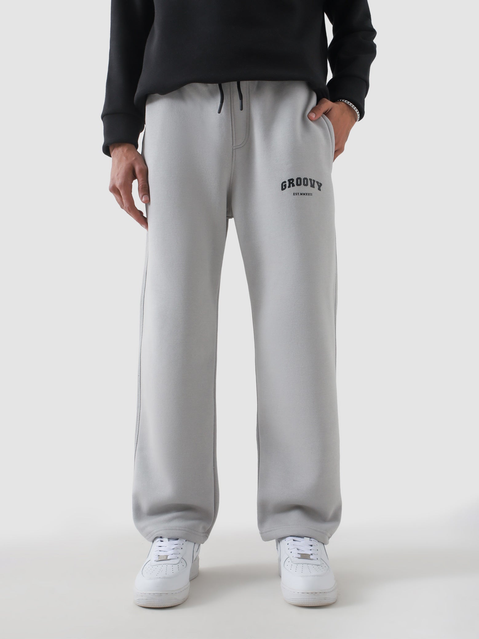 Slate grey trouser female model full body front view slim fit Pakistan – GROOVY