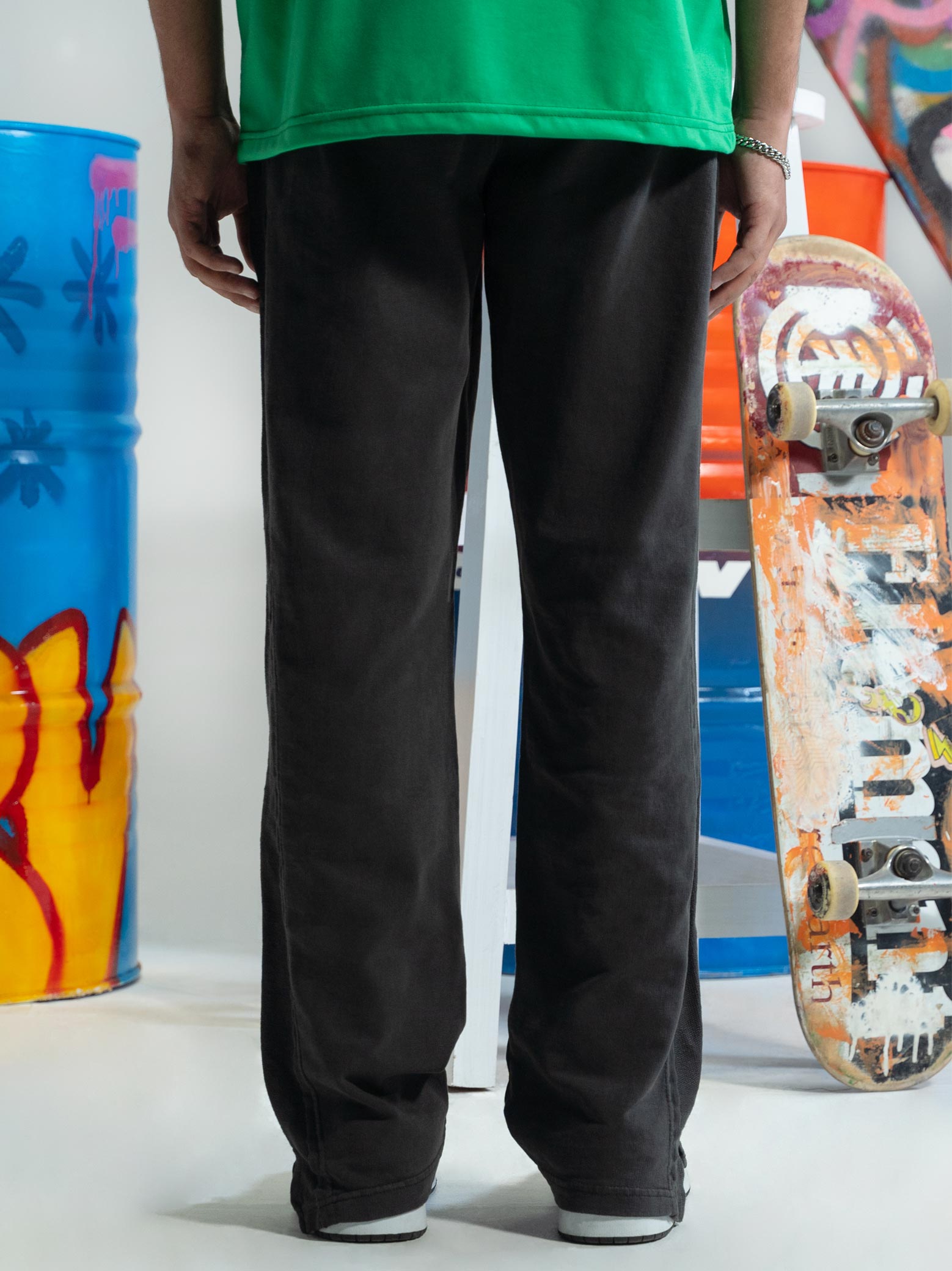 Dark Grey Washed Trouser - GROOVY