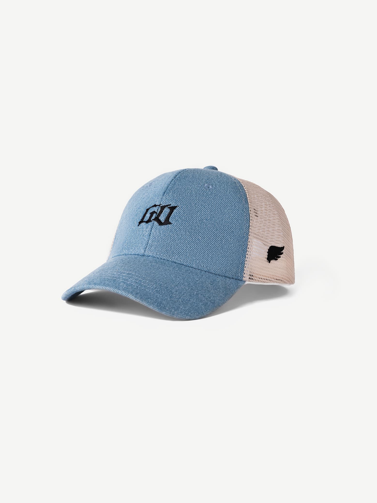 GROOVY Classic Denim trucker cap in iced blue with mesh back and snap closure