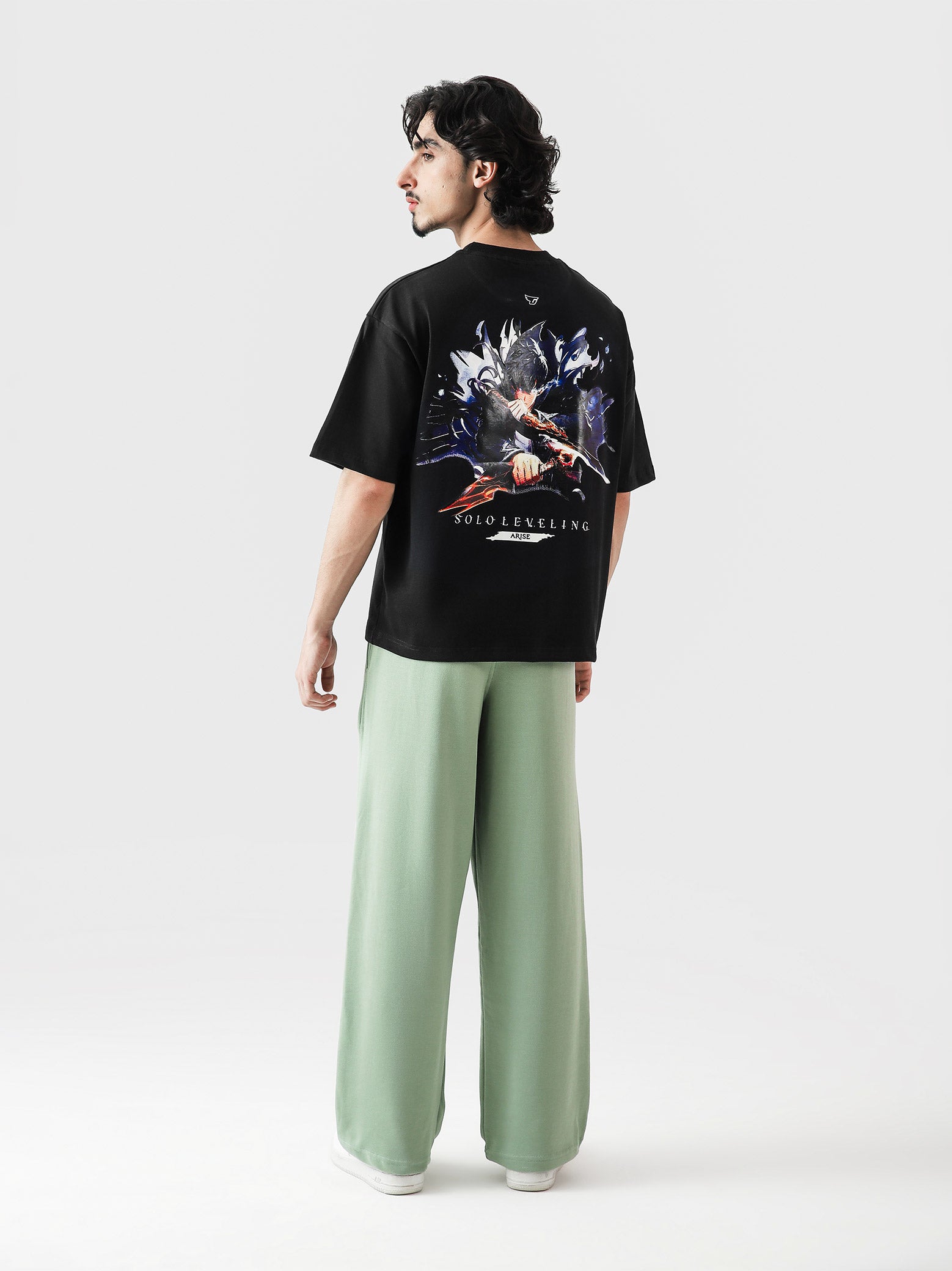 SOLO LEVELING anime tee male model side angle oversized streetwear Pakistan – GROOVY