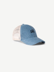 GROOVY Classic Denim iced blue trucker cap, breathable mesh back