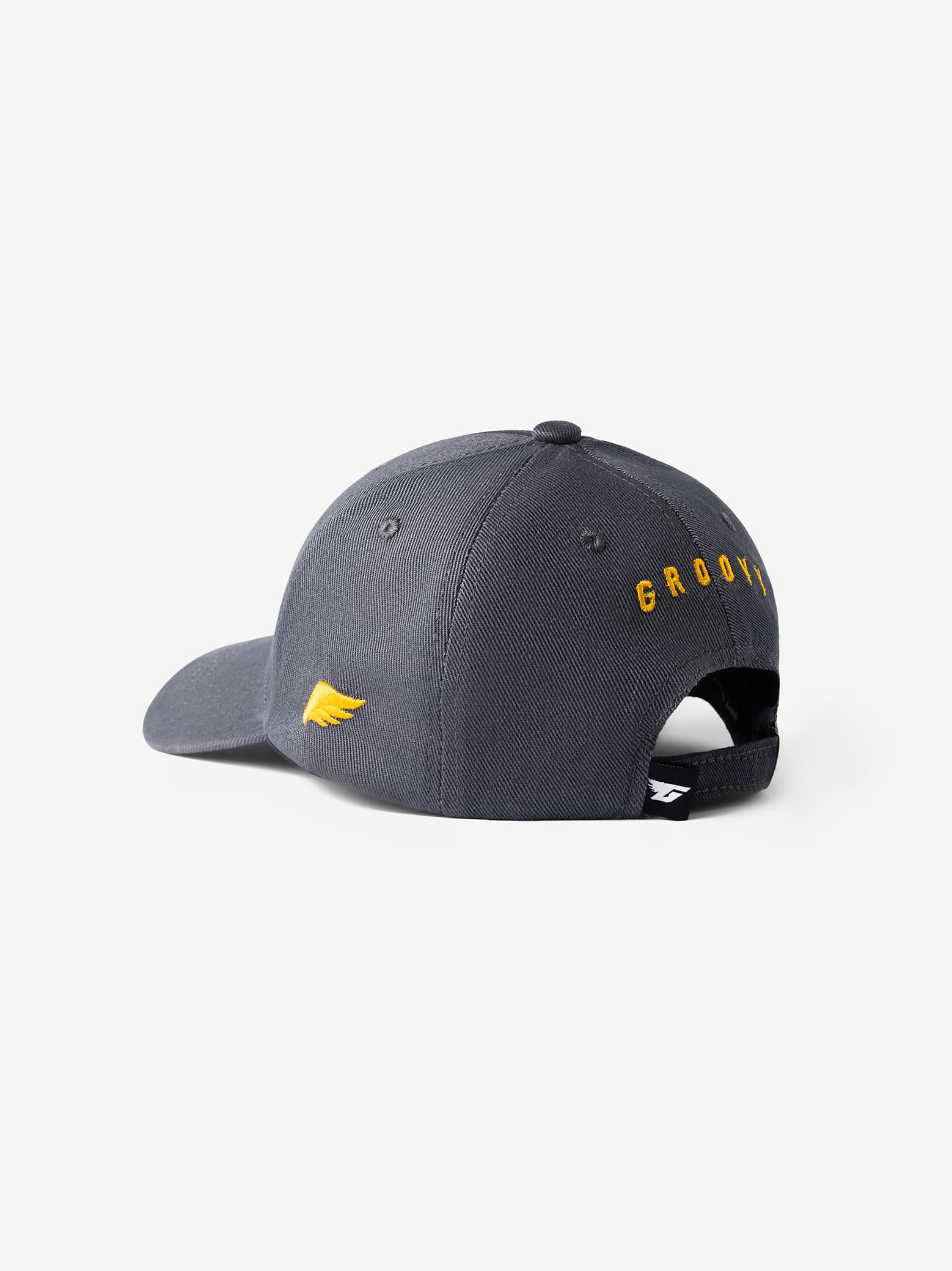 GROOVY SMILEY DAY slate blue-grey cap with yellow smiley embroidery, soft and easy to style
