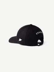 GROOVY THE ARTIST black cap with statement red graphic, unisex fit