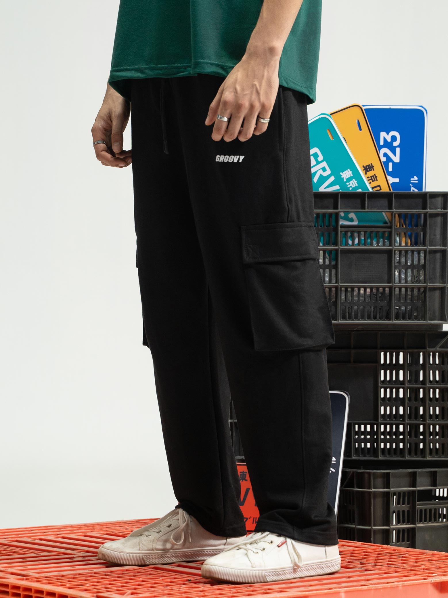 Black Cargo Trousers