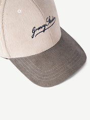 GROOVY UTOPIA cream corduroy cap, low-profile everyday streetwear
