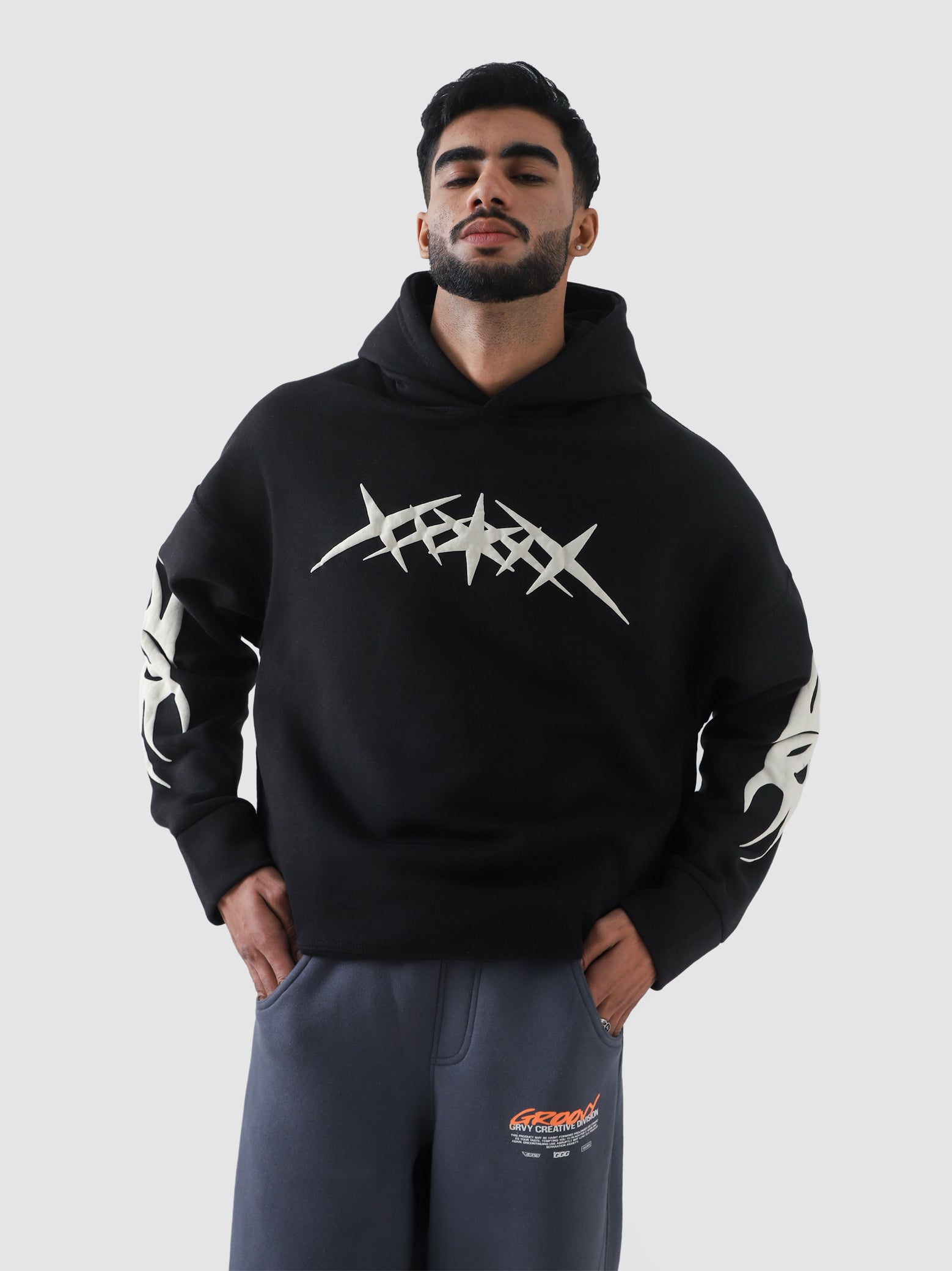 Blade Hoodie Foam Print – Oversized Hoodie | GROOVY Pakistan