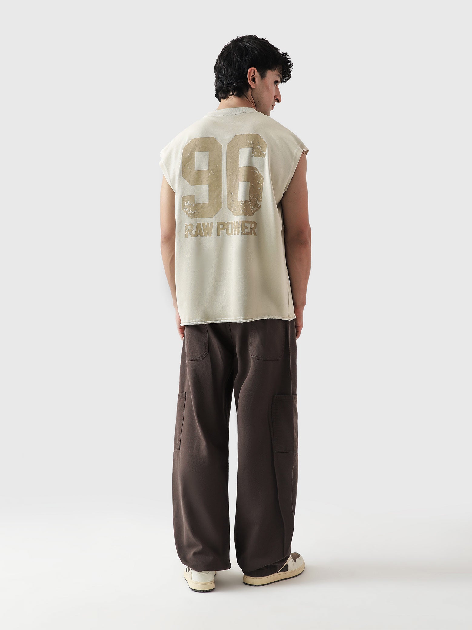Legacy Club Sando cream beige sleeveless top front view male model Pakistan – GROOVY