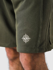 Military Green Aim Shorts for men, breathable summer shorts for gym and daily wear by GROOVY Pakistan
