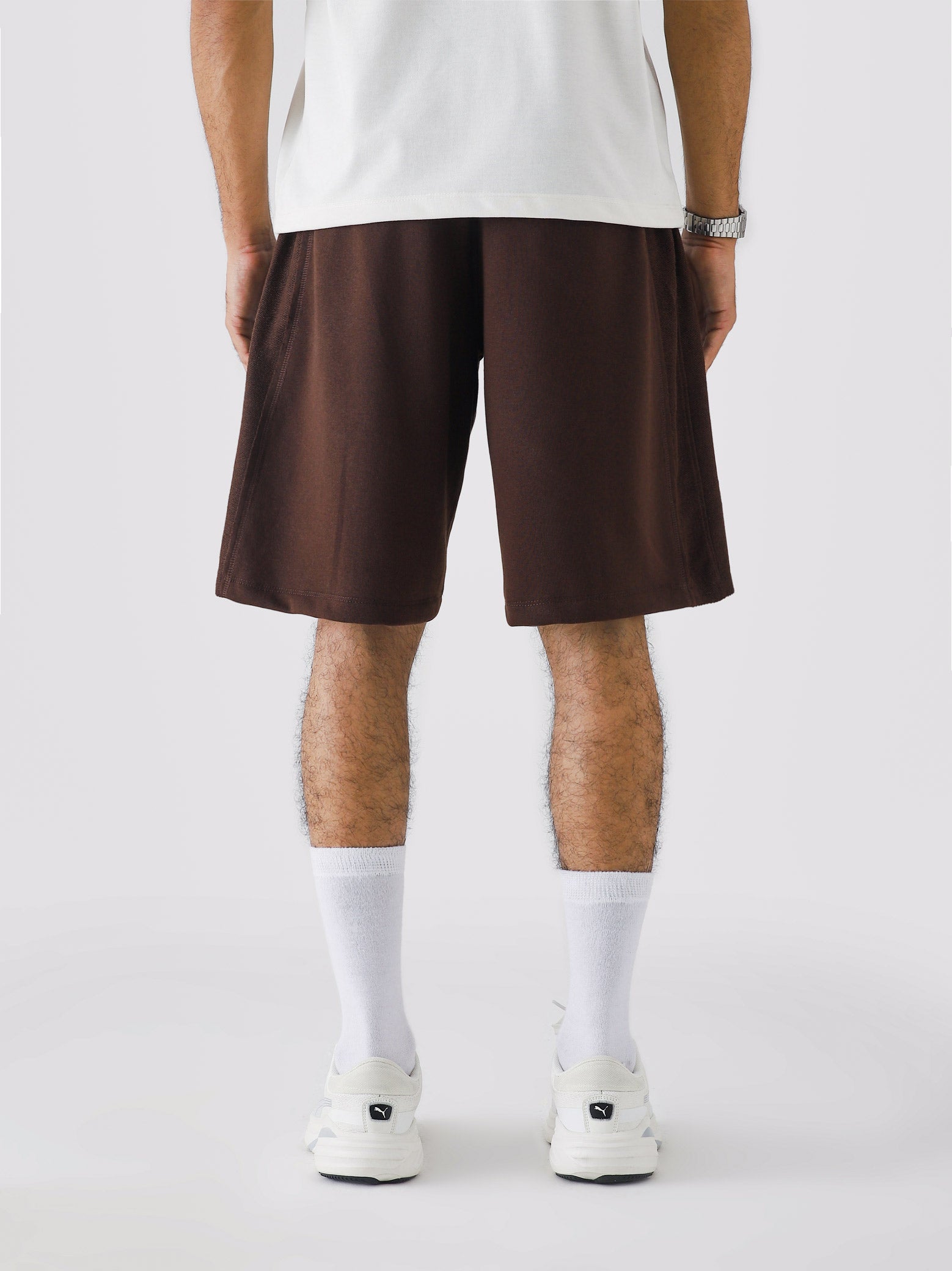 Mocha Brown Aim Shorts for men, breathable summer shorts for gym and daily wear by GROOVY Pakistan
