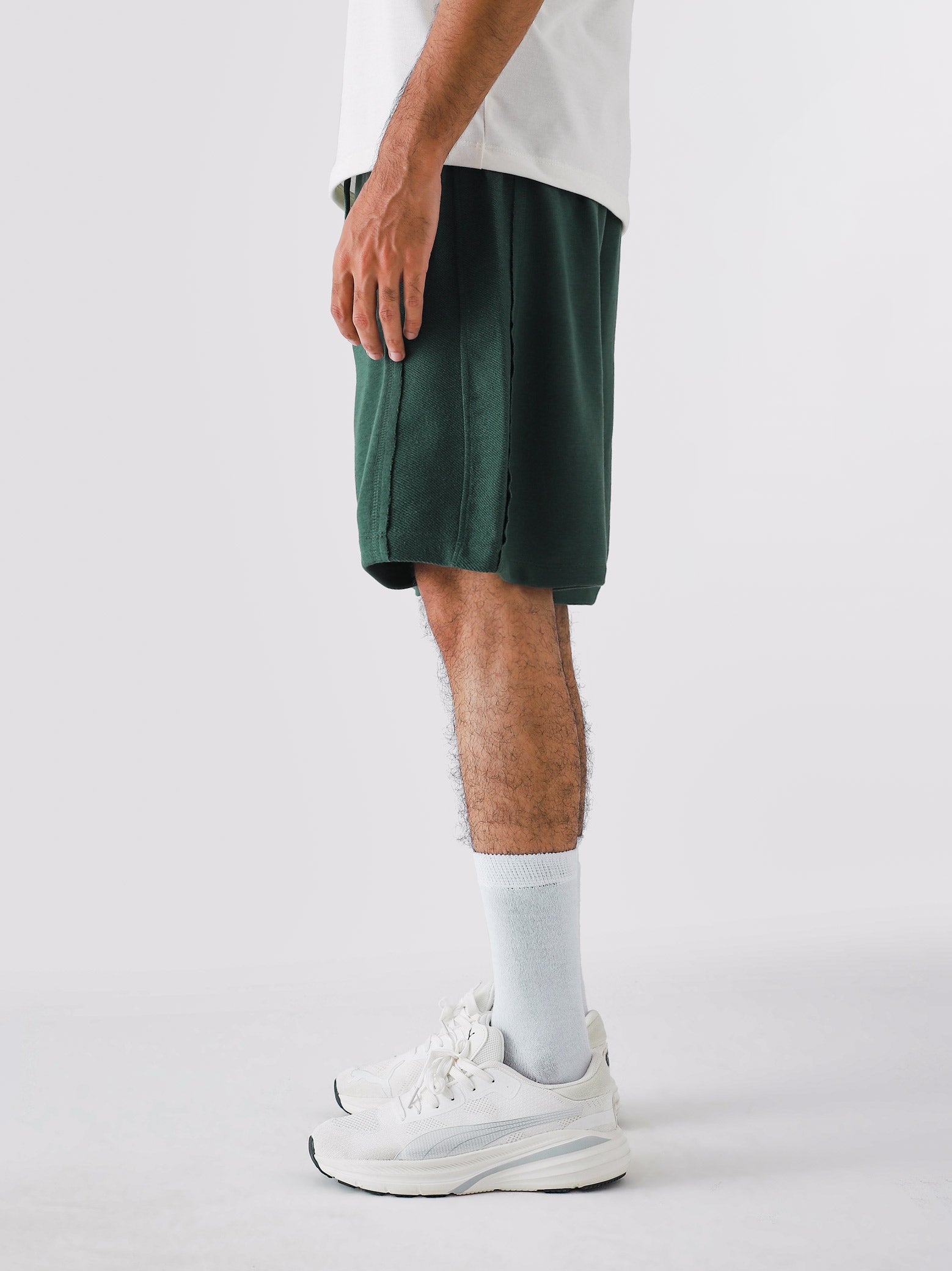 Deep Green Aim Shorts for men, breathable summer shorts for gym and daily wear by GROOVY Pakistan