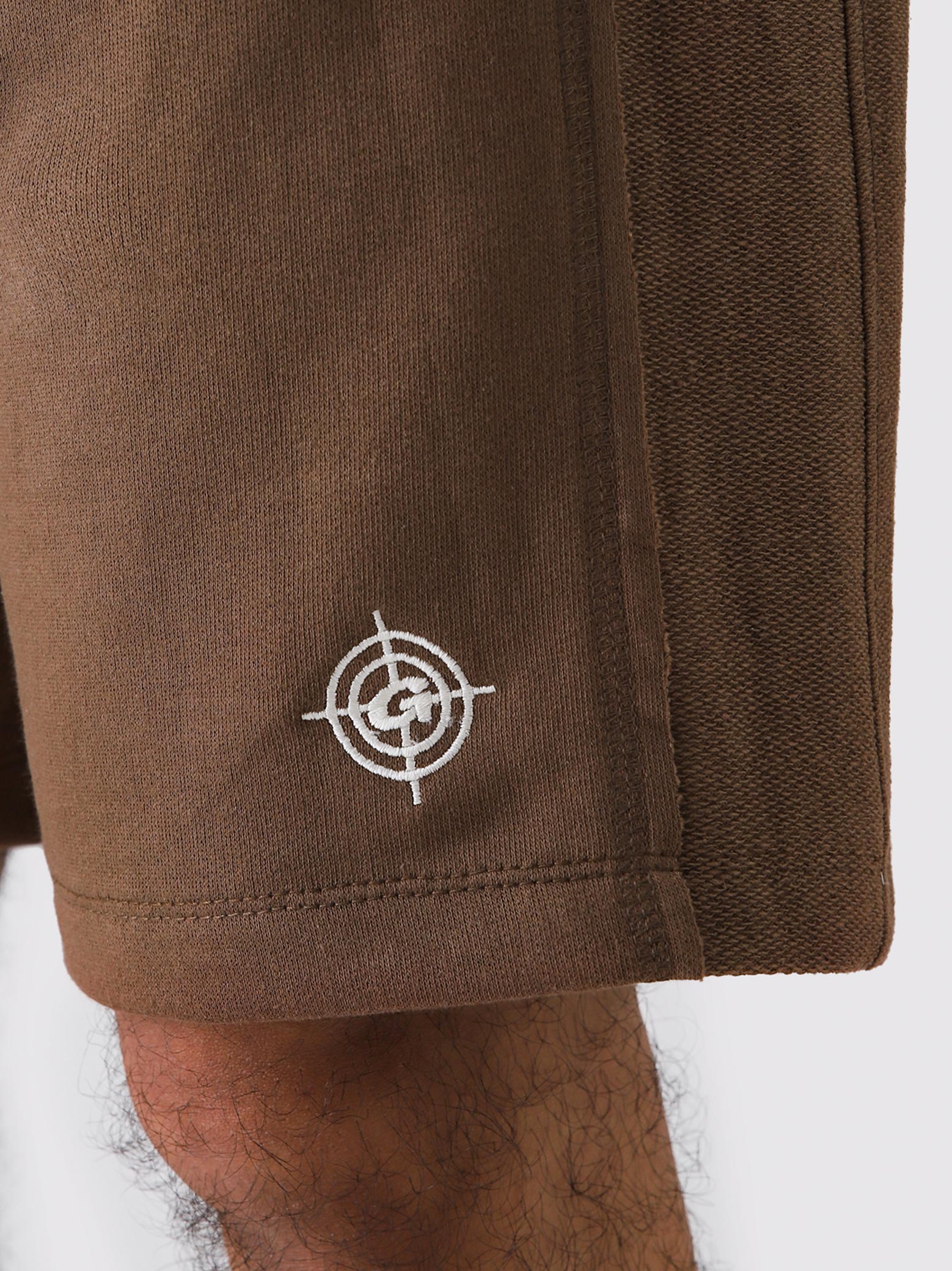 Chocolate Brown Aim Shorts close-up, soft cotton men's everyday shorts by GROOVY Pakistan
