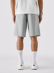 Cool Grey Aim Shorts close-up, soft cotton men's everyday shorts by GROOVY Pakistan