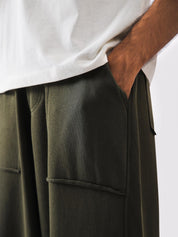 R1 Cargo Military Green wide leg silhouette - GROOVY Pakistan