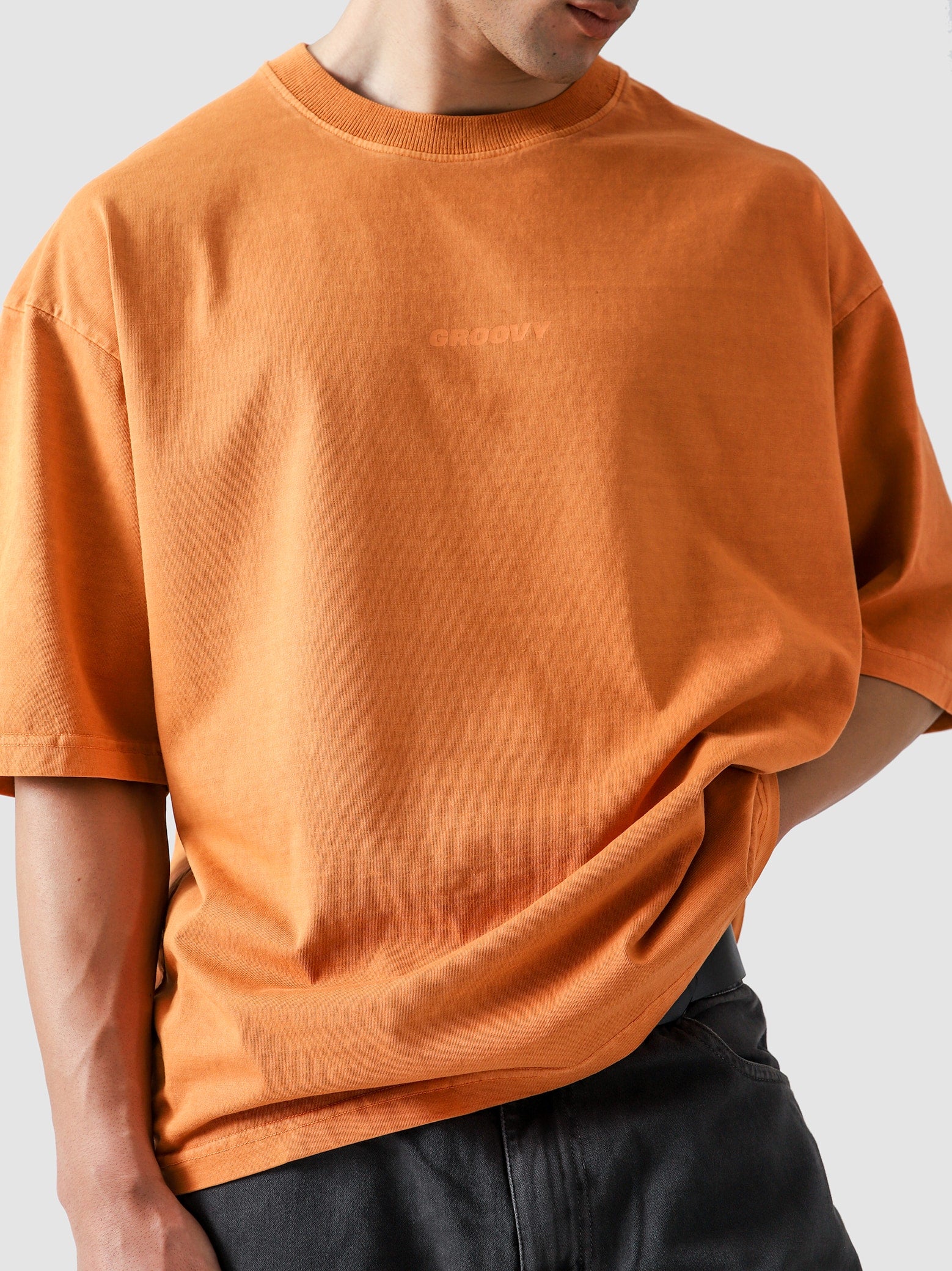 Rust Orange Washed Blank Tee – Oversized T-Shirt Pakistan – GROOVY Pakistan