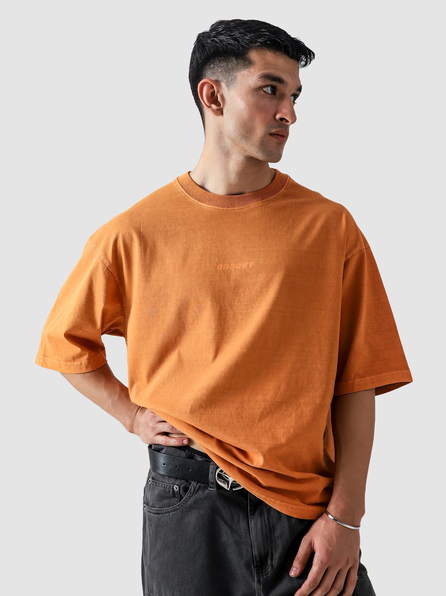 Rust Orange Washed Blank Tee – Oversized T-Shirt Pakistan – GROOVY Pakistan