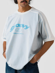 GROOVY frost blue ringer t-shirt, contrast trim, Pakistan