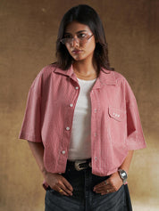 Red gingham shirt worn open over a white tank - GROOVY Pakistan