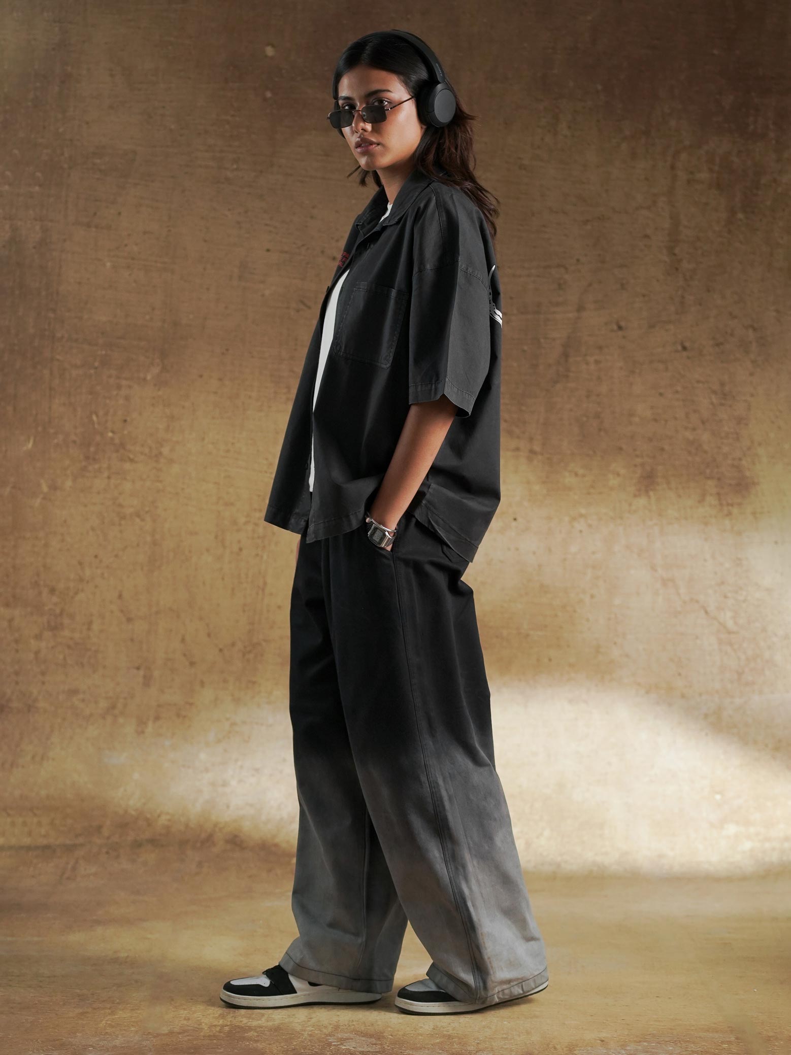 Fearless shirt styled with black wide leg trousers - GROOVY Pakistan