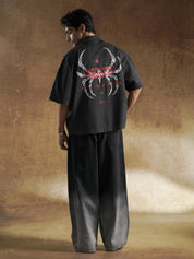 Single patch pocket on charcoal box fit shirt - GROOVY Pakistan