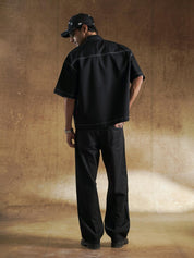 Full zip placket detail on Pitcrew Shirt - GROOVY Pakistan