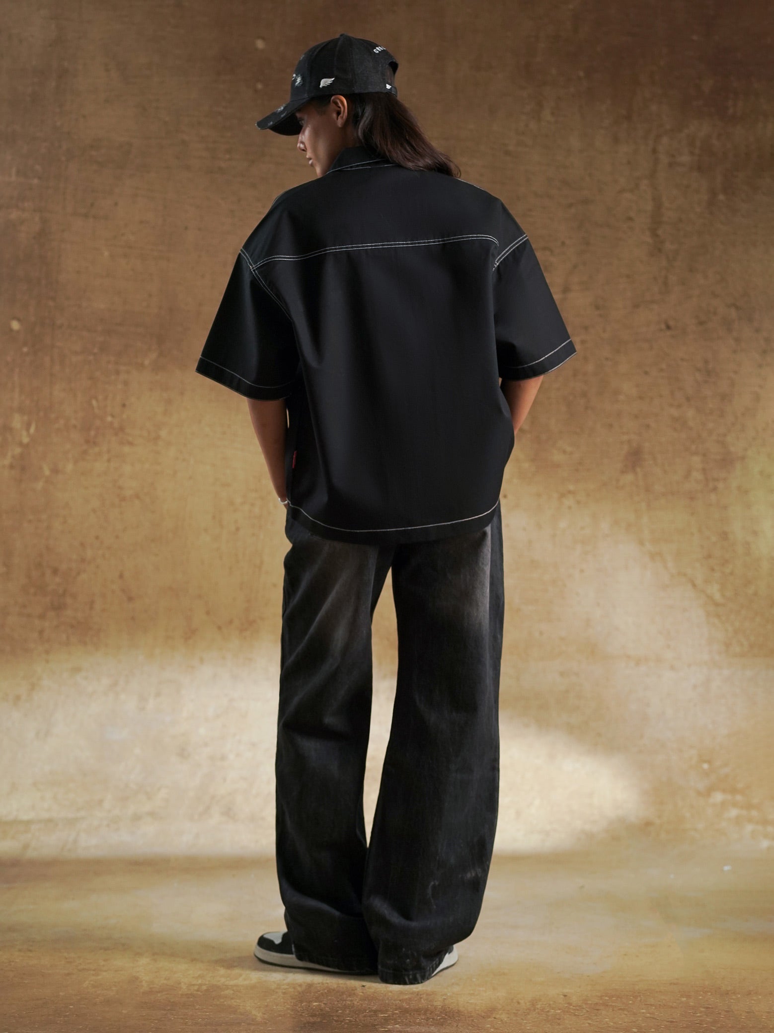 Pitcrew Shirt styled with washed black denim - GROOVY Pakistan