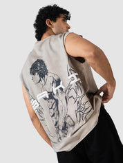 GROOVY oil-fade sleeveless sando, back print illustration, Pakistan