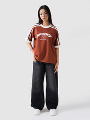 GROOVY Pakistan ringer t-shirt in rust, contrast trim