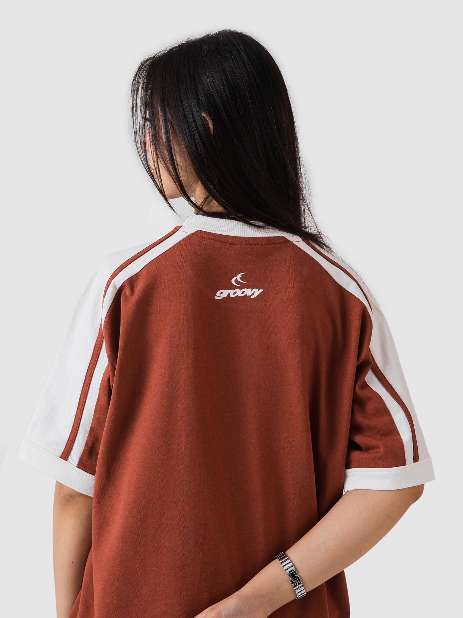 GROOVY Pakistan ringer t-shirt, rust, contrast trim