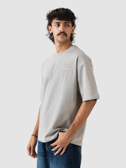 slate grey oversized t-shirt from GROOVY, embroidered logo, made in Pakistan
