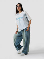GROOVY Pakistan ringer t-shirt, frost blue, contrast trim