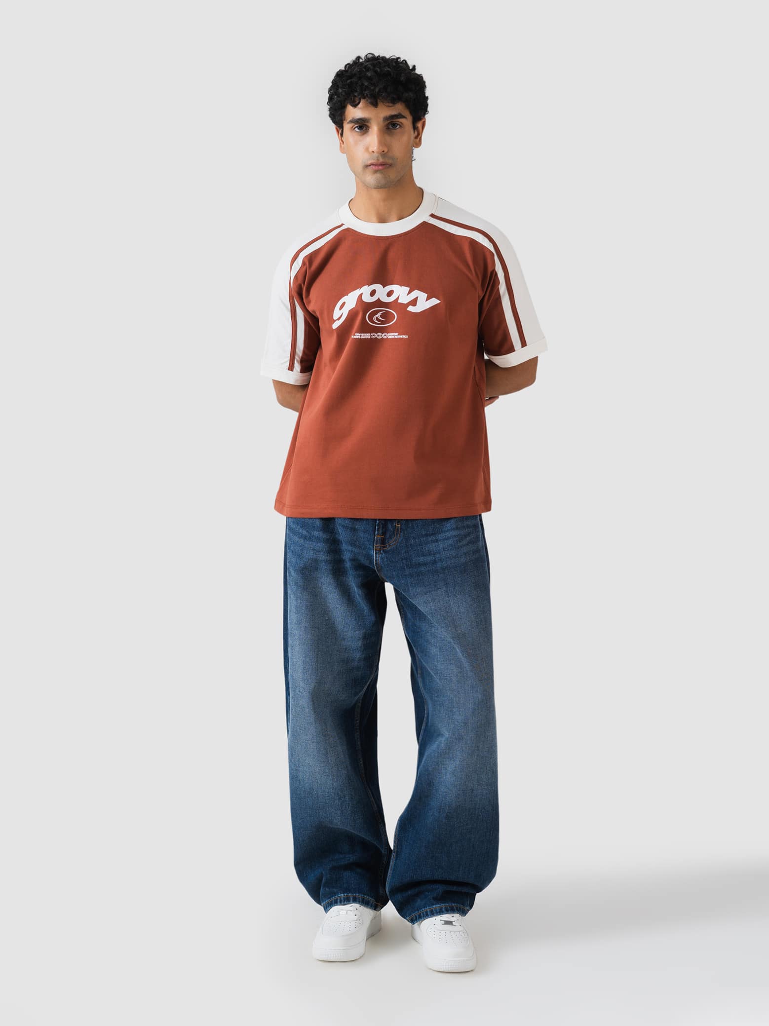 GROOVY rust ringer t-shirt, contrast trim, Pakistan