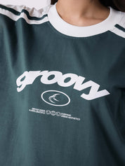 GROOVY Pakistan ringer t-shirt, racing green, contrast trim