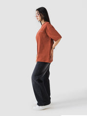 GROOVY rust oversized t-shirt, embroidered logo, Pakistan