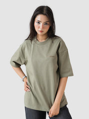 muted olive oversized t-shirt by GROOVY Pakistan, embroidered logo