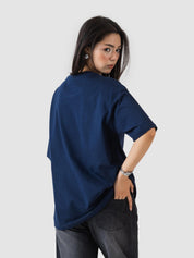 GROOVY streetwear oversized t-shirt, deep blue, embroidered logo