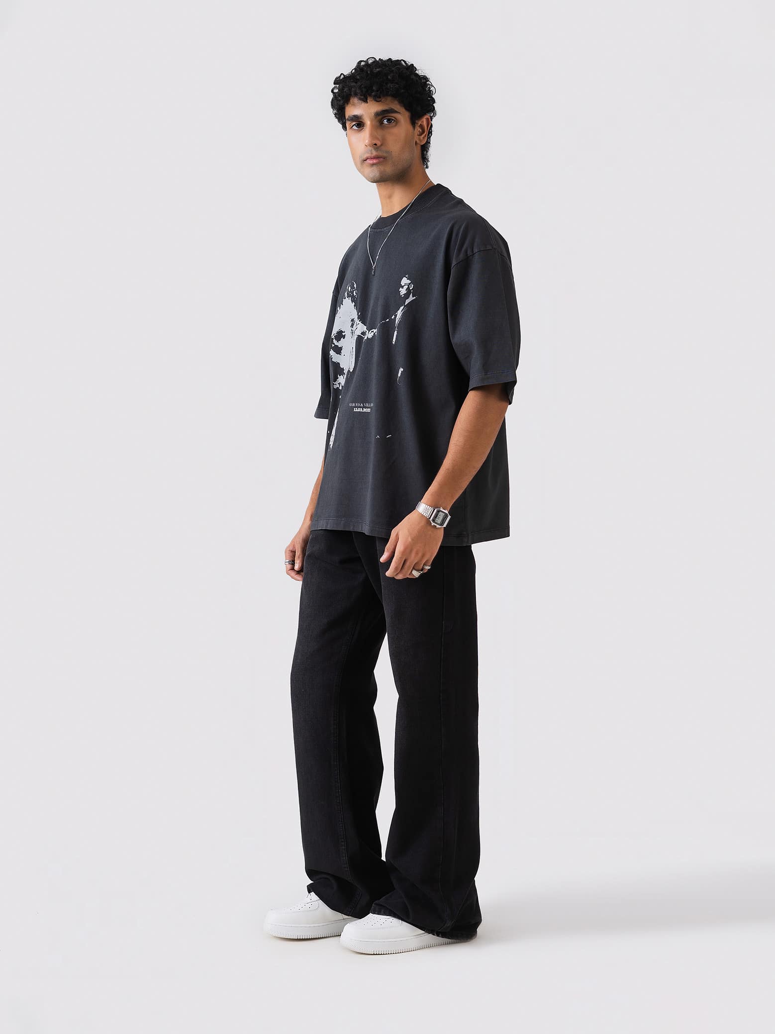 black oversized t-shirt by GROOVY Pakistan, photographic graphic print