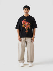 GROOVY black oversized t-shirt, tiger graphic print, Pakistan