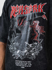 GROOVY Pakistan oversized t-shirt, washed black, warrior graphic print