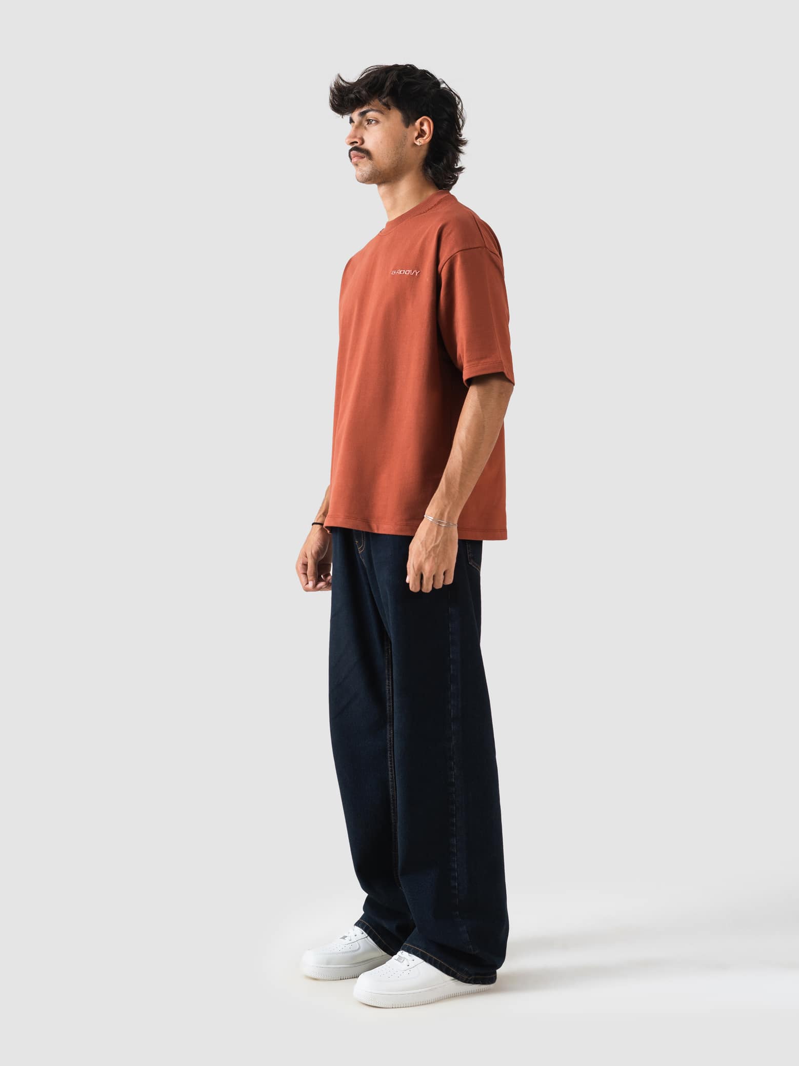 rust oversized t-shirt by GROOVY Pakistan, embroidered logo
