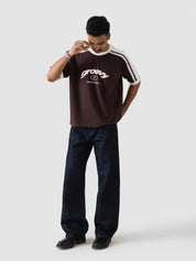 GROOVY mocha brown ringer t-shirt, contrast trim, Pakistan
