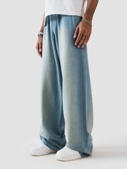 GROOVY tinted blue baggy denim trouser, wide-leg fit, Pakistan